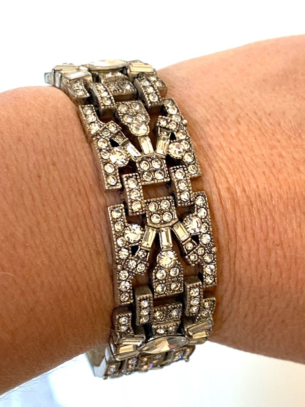 Stella & Dot Silver Crystal Art Deco Link Bracelet - Missing Stone Back - Picture 7 of 7